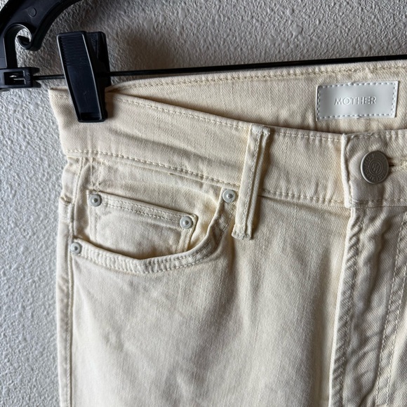 New MOTHER The Insider Crop Step Fray High Rise Jeans Chalk It Up NWT Denim 25 - Picture 6 of 15